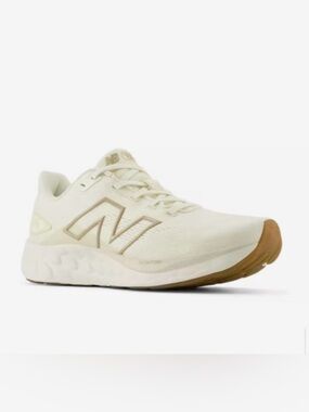 Like New Balance Cream Running Shoe with Gum Sole